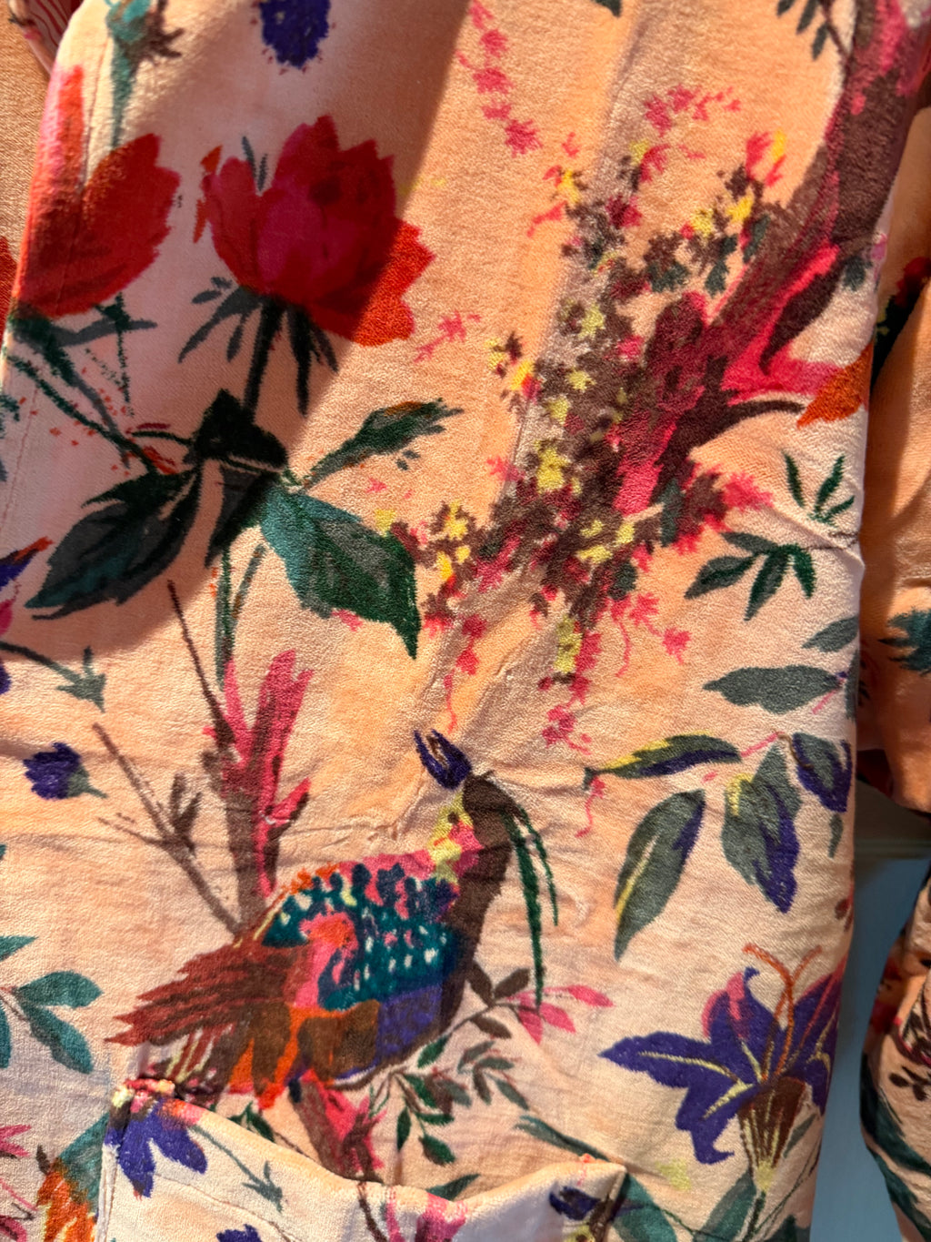 Beautiful Handmade block print Velvet Jacket with cotton lining UK 8-14 pockets on front