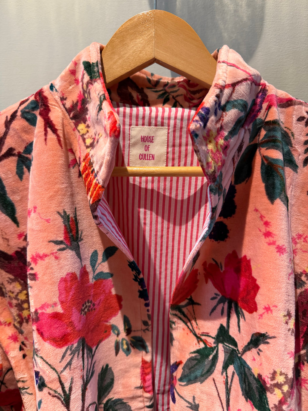 Beautiful Handmade block print Velvet Jacket with cotton lining UK 8-14 pockets on front