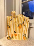 100% Cotton Handmade mini tote bag with zip and phone pocket.