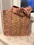 100% Cotton Handmade mini tote bag with zip and phone pocket.