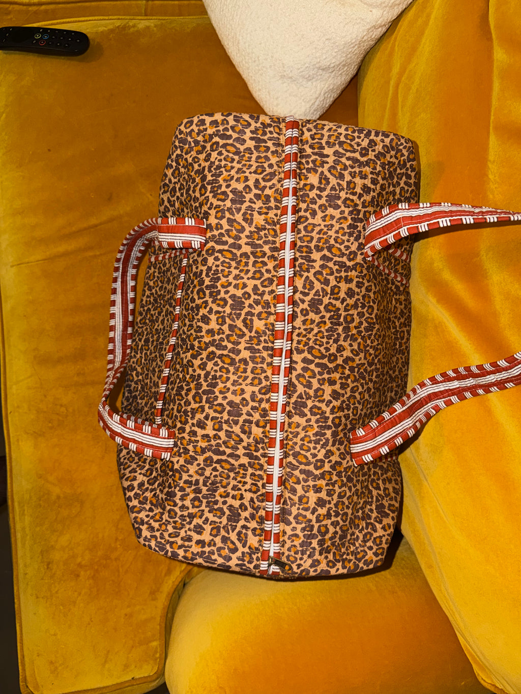Exclusive design limited edition 100% Cotton Handmade XL weekend duffle bag hand held with zip closure & side pockets. (Copy)