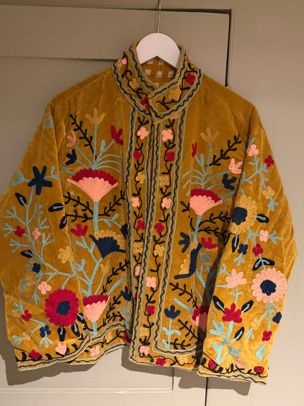 Beautiful Handmade Embroidered Velvet Jacket with cotton lining UK 8-14