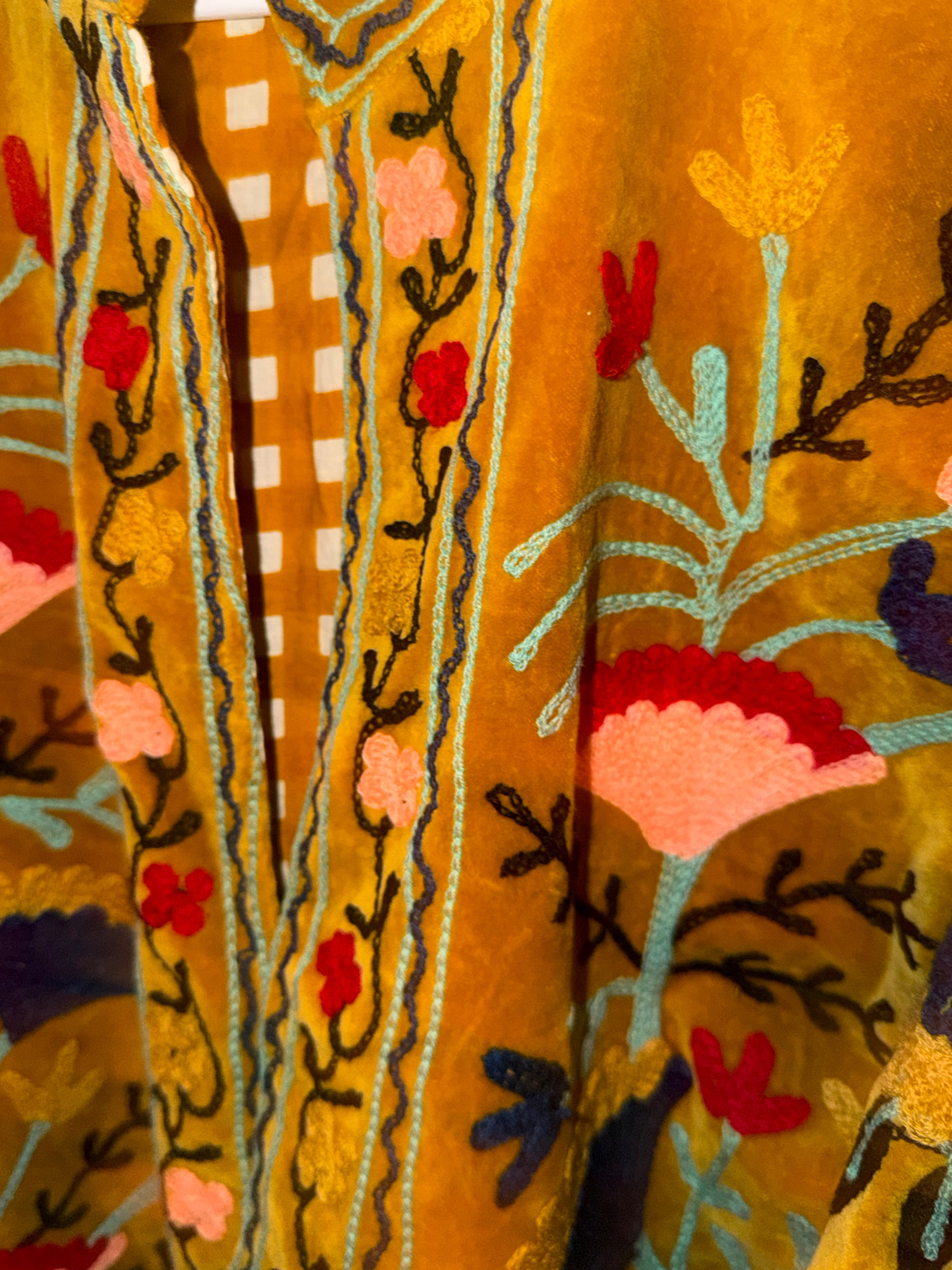 Beautiful Handmade Embroidered Velvet Jacket with cotton lining UK 8-14