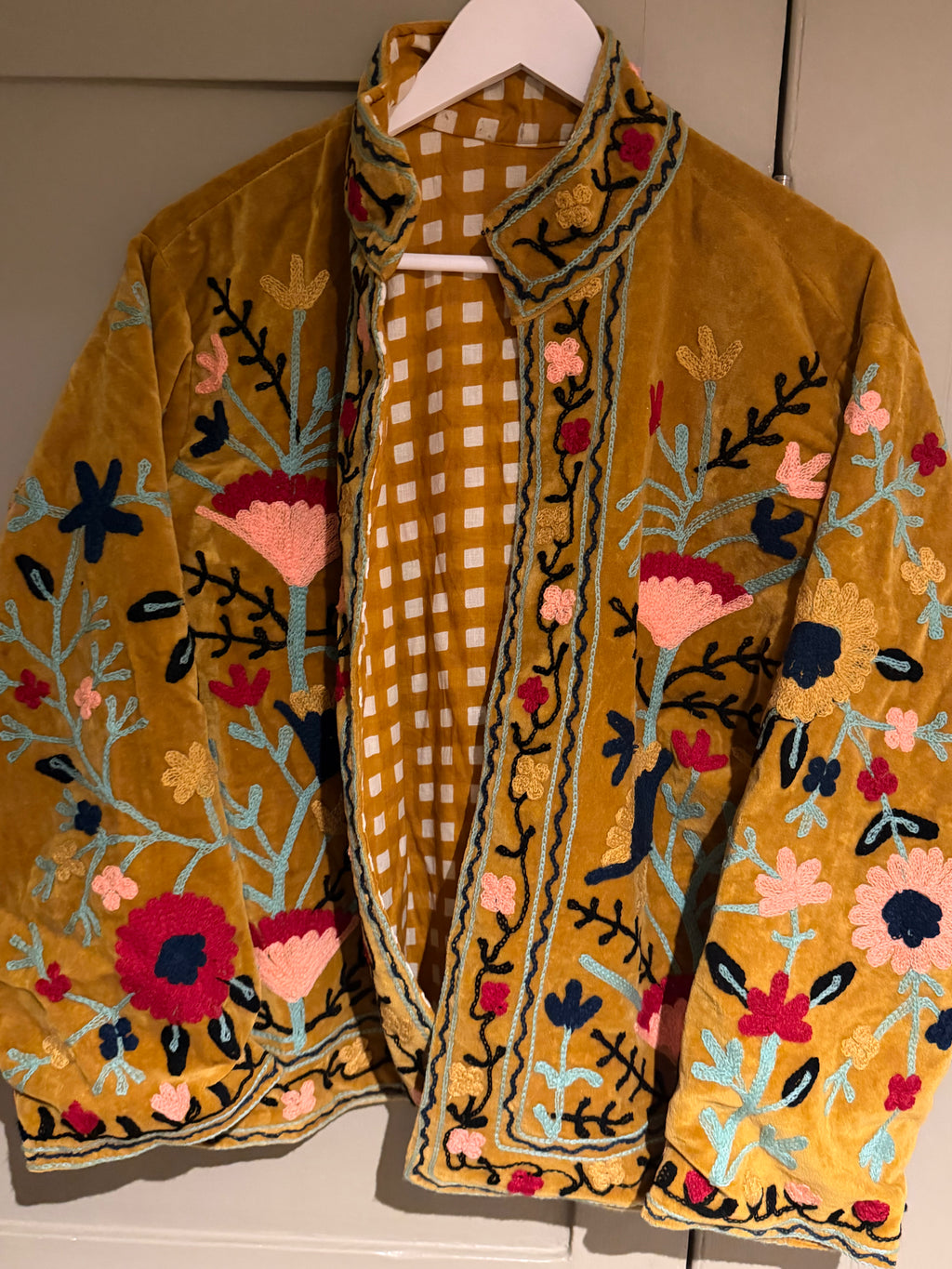 Beautiful Handmade Embroidered Velvet Jacket with cotton lining UK 8-14