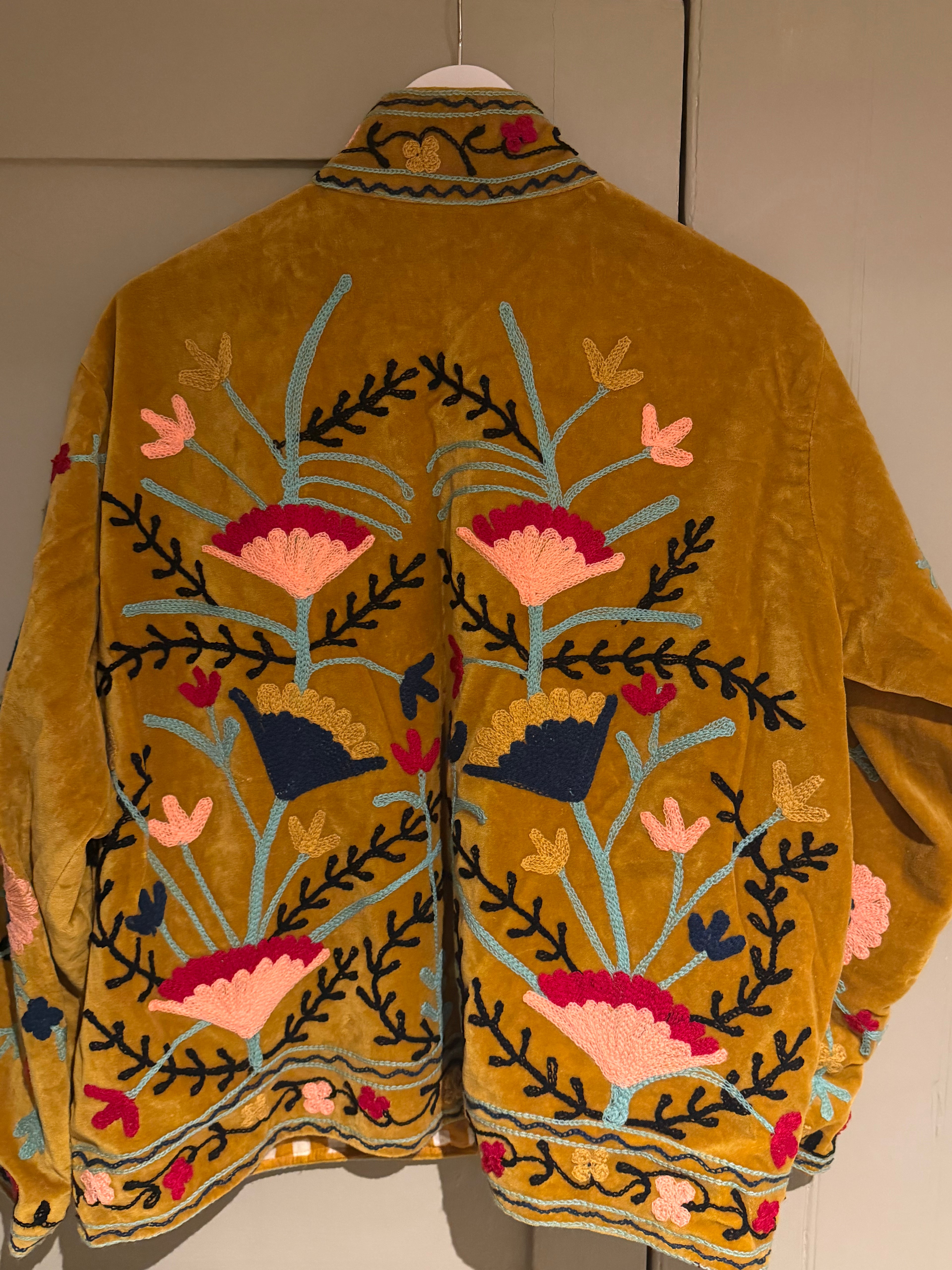 Beautiful Handmade Embroidered Velvet Jacket with cotton lining UK 8-14