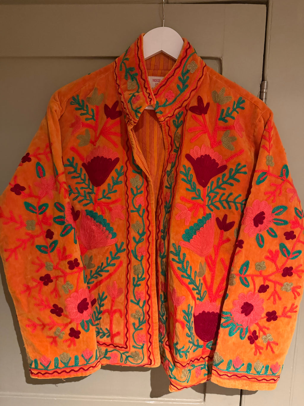 Beautiful Handmade Embroidered Velvet Jacket with cotton lining UK 8-14