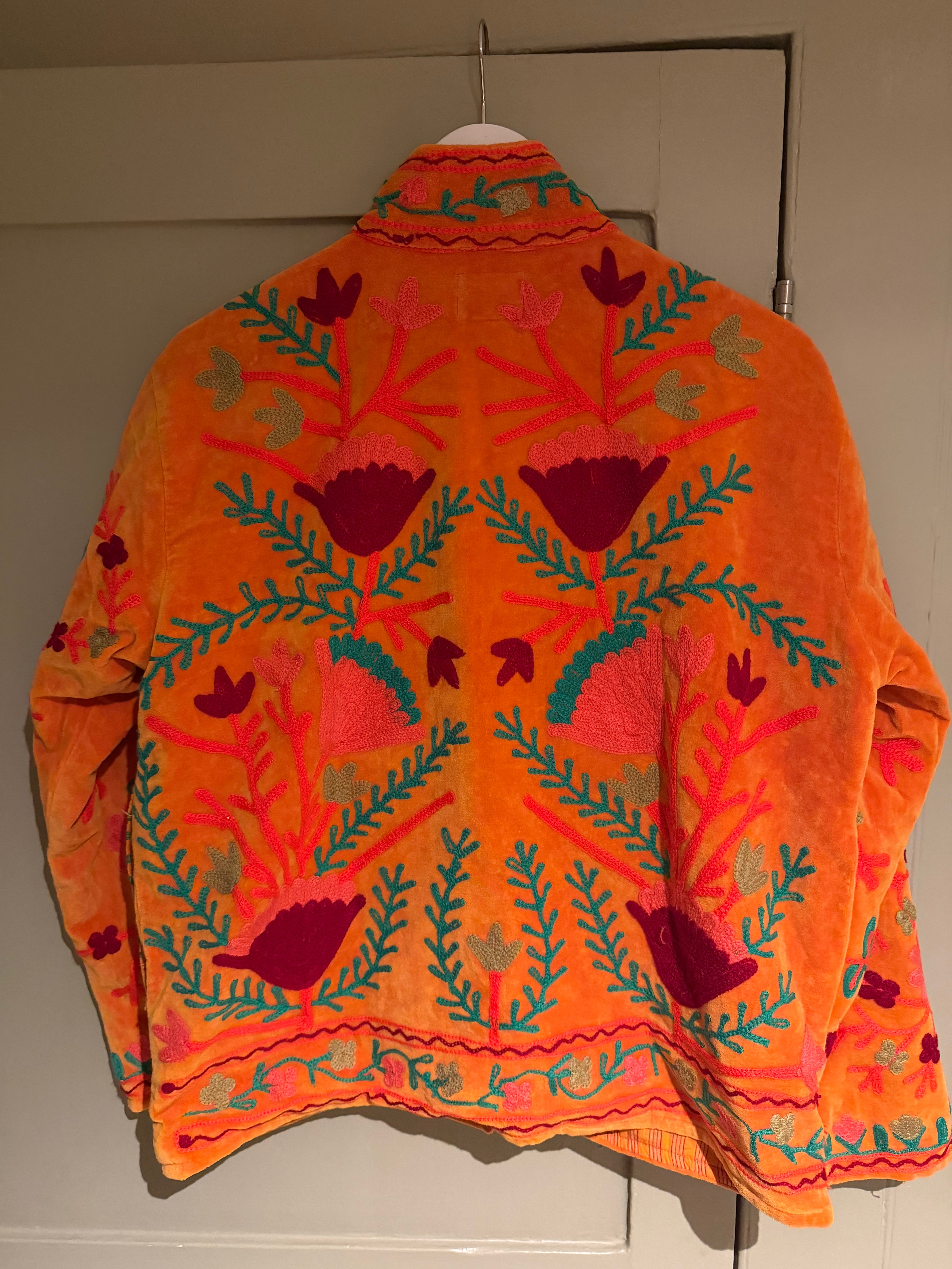 Beautiful Handmade Embroidered Velvet Jacket with cotton lining UK 8-14