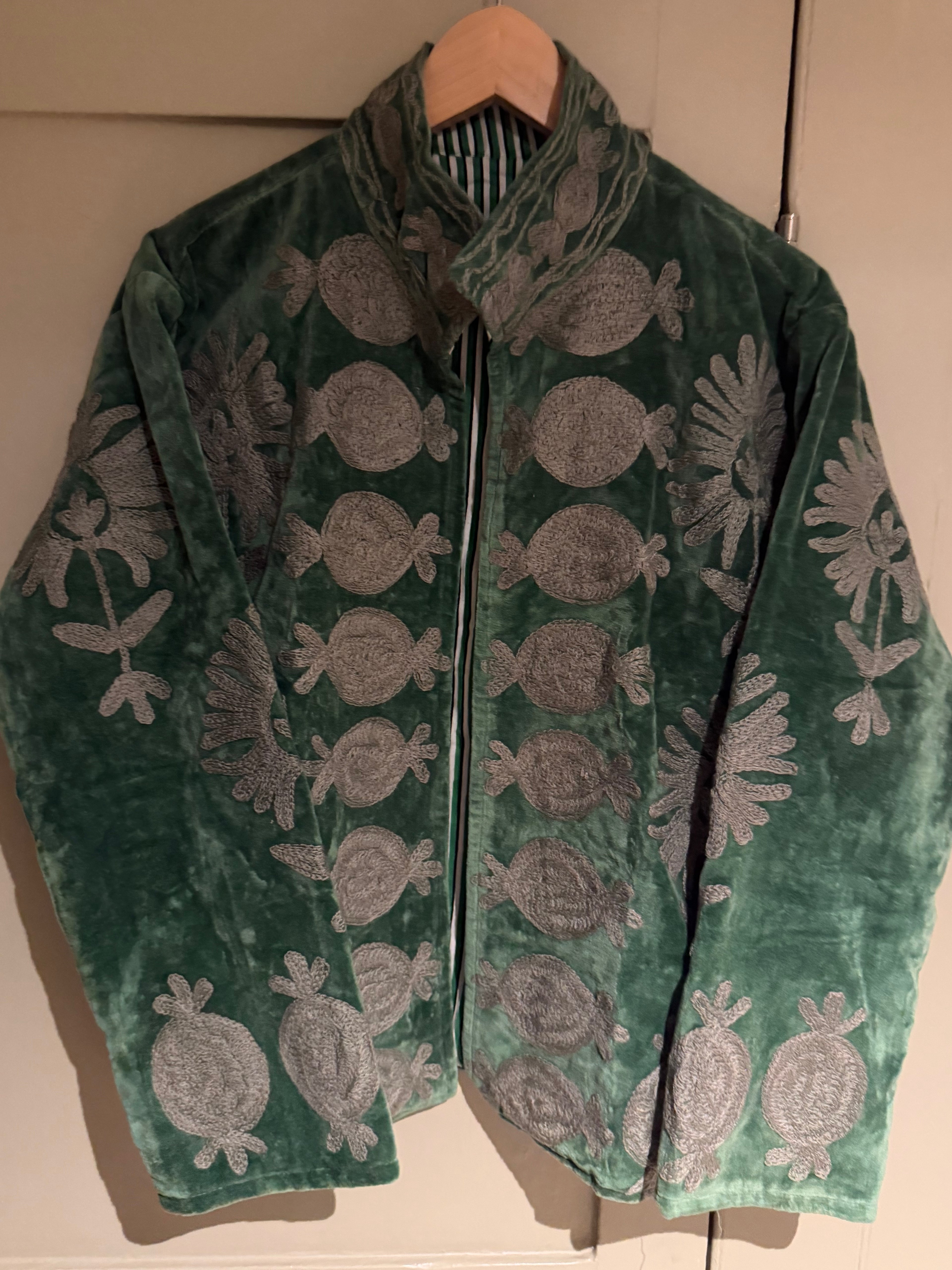 Beautiful Handmade Embroidered Velvet Jacket with cotton lining UK 8-14