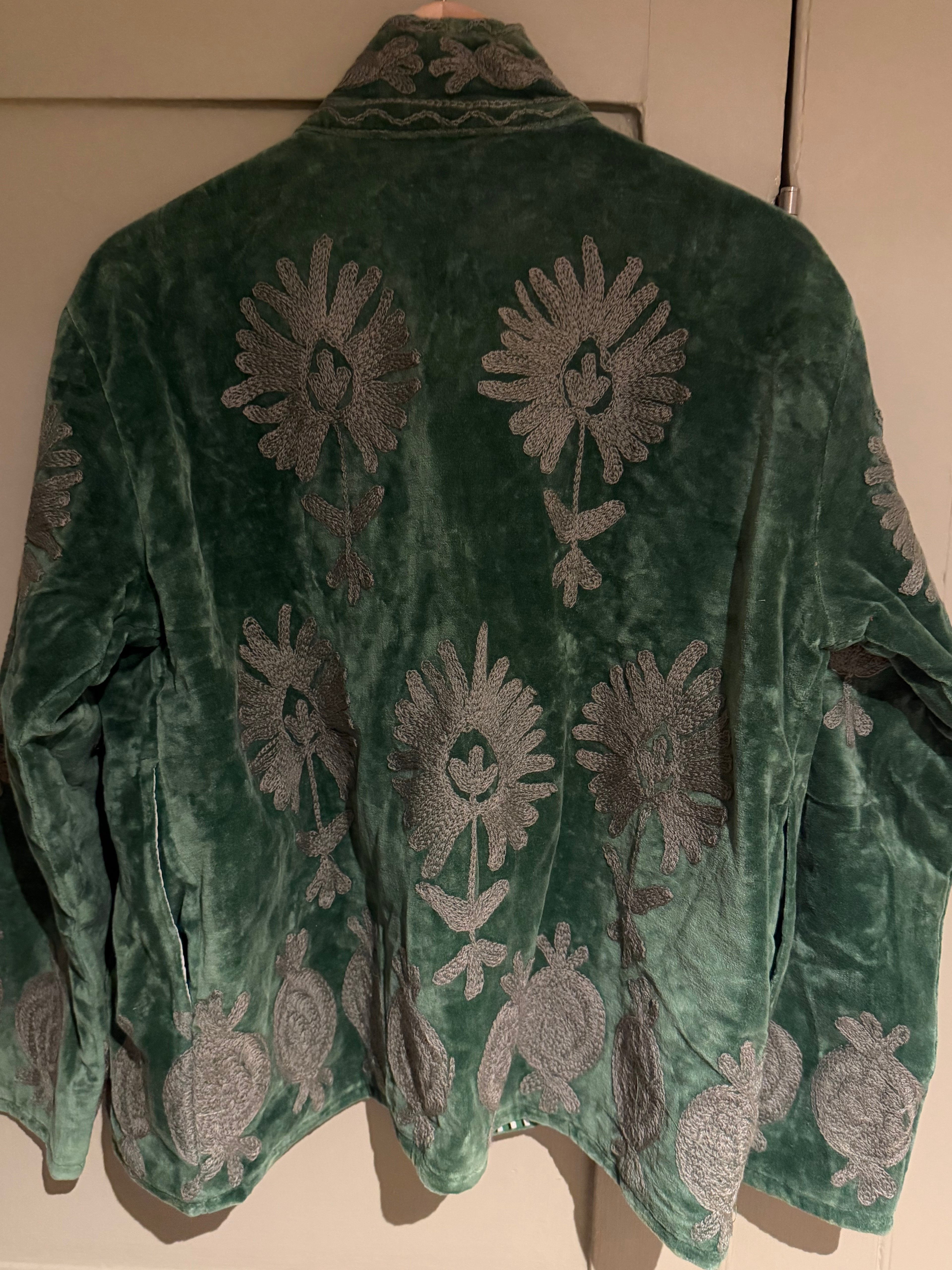 Beautiful Handmade Embroidered Velvet Jacket with cotton lining UK 8-14