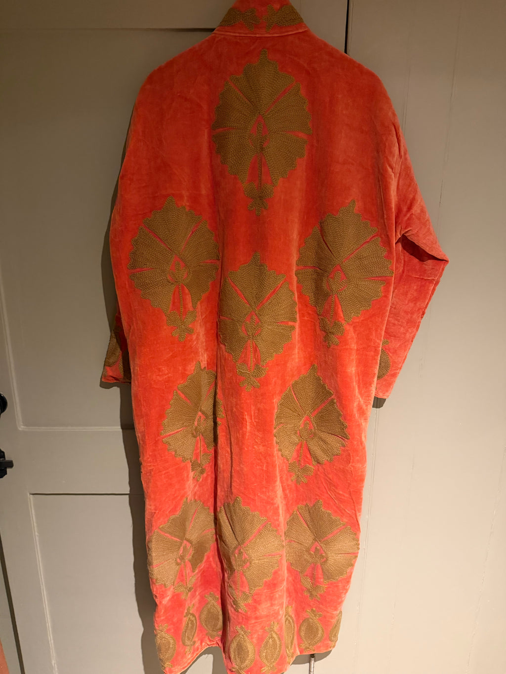 Beautiful Handmade long Embroidered Velvet Jacket with cotton lining UK 8-14