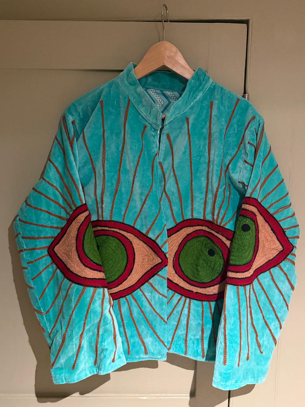 Beautiful Handmade Embroidered Velvet Jacket with cotton lining UK 8-14