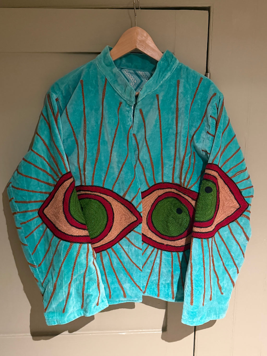 Beautiful Handmade Embroidered Velvet Jacket with cotton lining UK 8-14