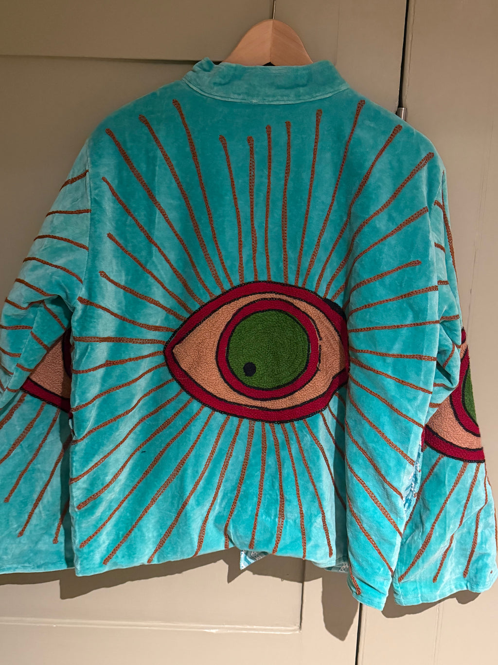 Beautiful Handmade Embroidered Velvet Jacket with cotton lining UK 8-14