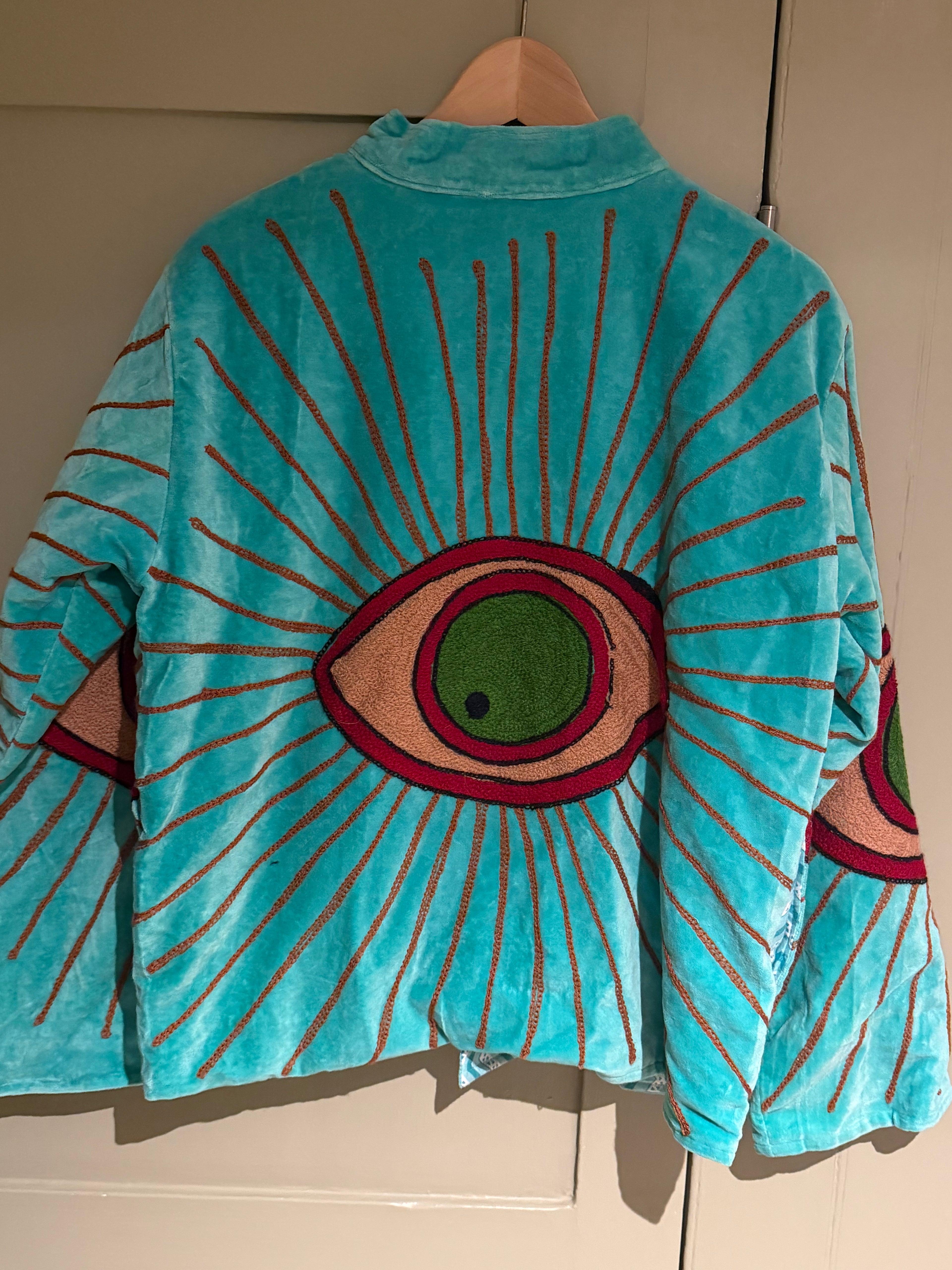 Beautiful Handmade Embroidered Velvet Jacket with cotton lining UK 8-14