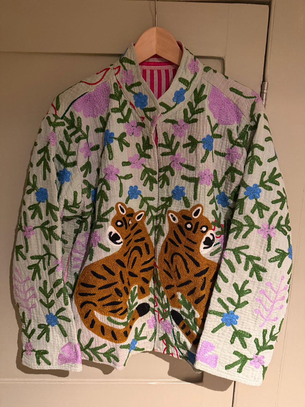 Beautiful Handmade Embroidered vintage Indian kantha cotton Jacket with cotton lining UK 8-14
