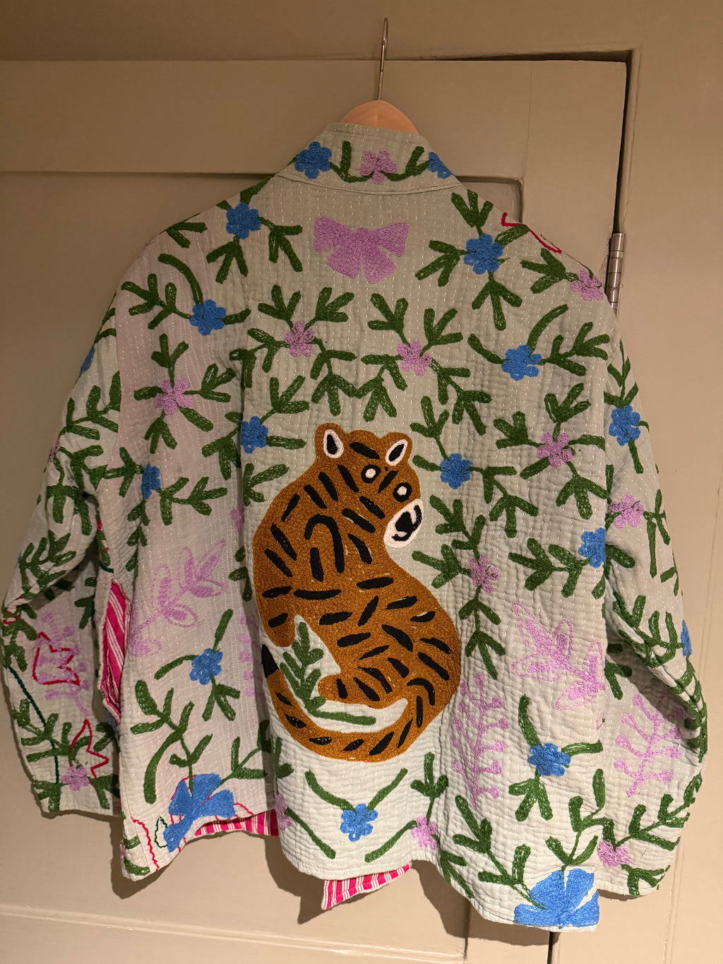 Beautiful Handmade Embroidered vintage Indian kantha cotton Jacket with cotton lining UK 8-14