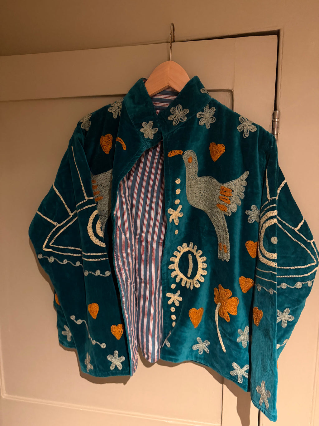 Beautiful Handmade Embroidered Velvet Jacket with cotton lining UK 8-12