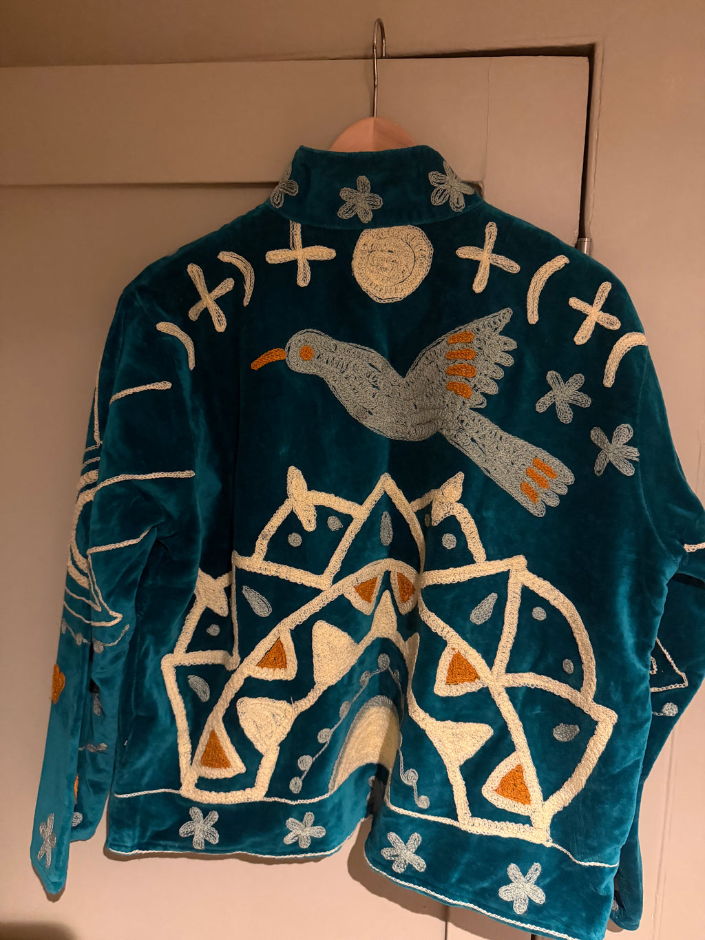Beautiful Handmade Embroidered Velvet Jacket with cotton lining UK 8-12