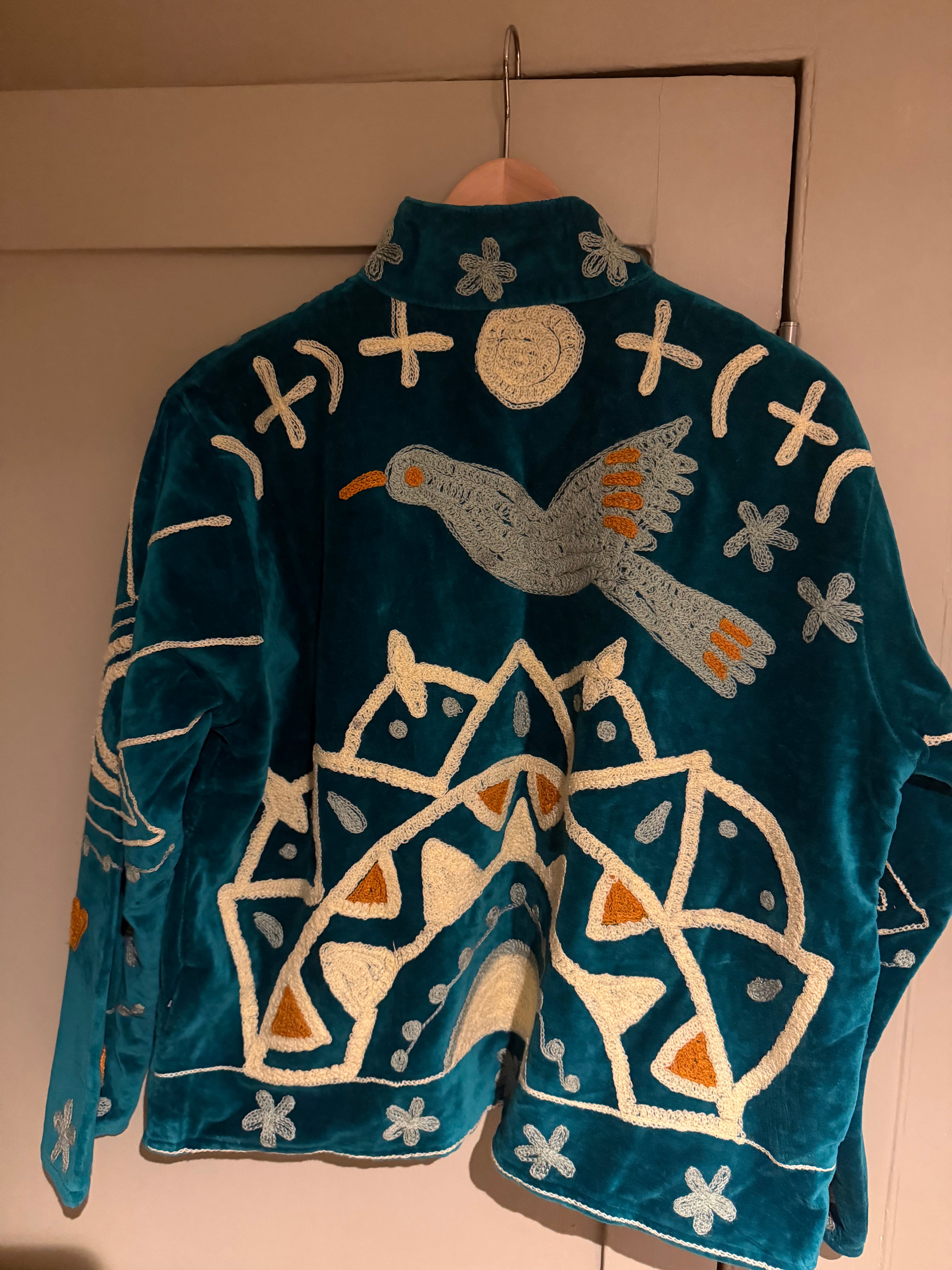 Beautiful Handmade Embroidered Velvet Jacket with cotton lining UK 8-12
