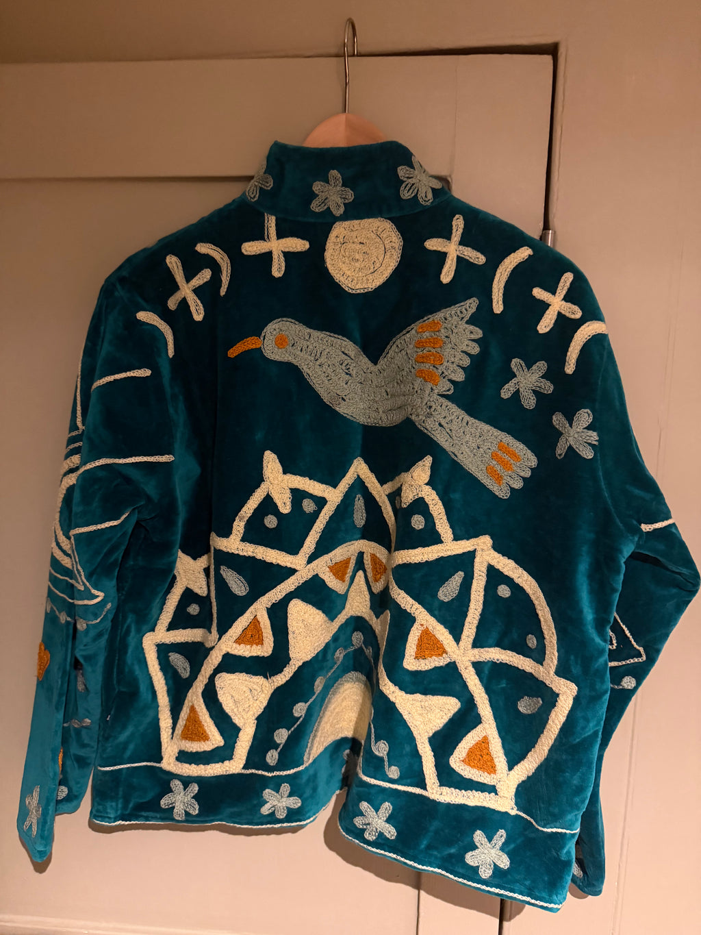 Beautiful Handmade Embroidered Velvet Jacket with cotton lining UK 8-12